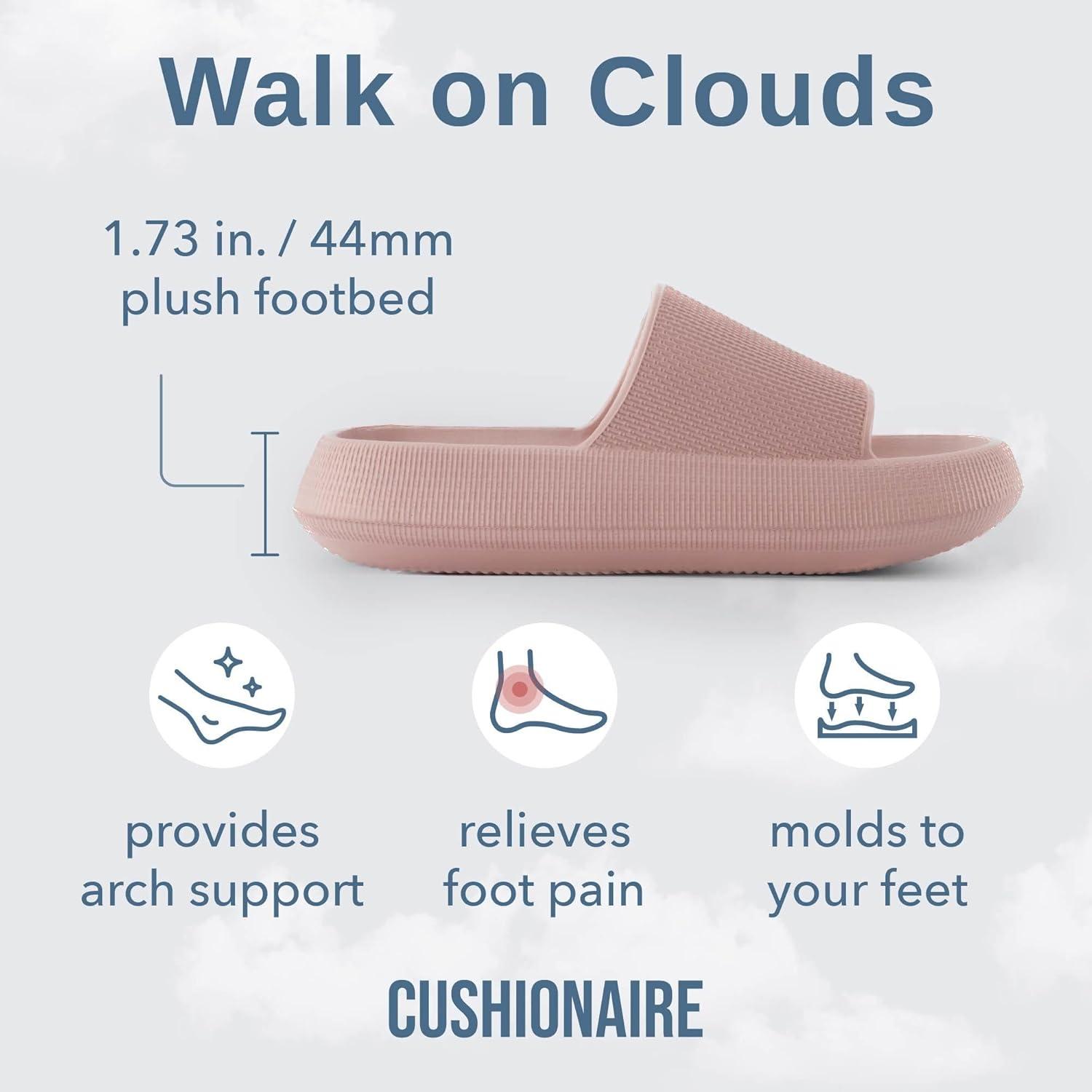 imageCUSHIONAIRE Feather EVA Slides for Women  Comfortable Slip On Womens Slippers Indoor Outdoor Shower Shoes Beach Essential Cloud SlidesPink