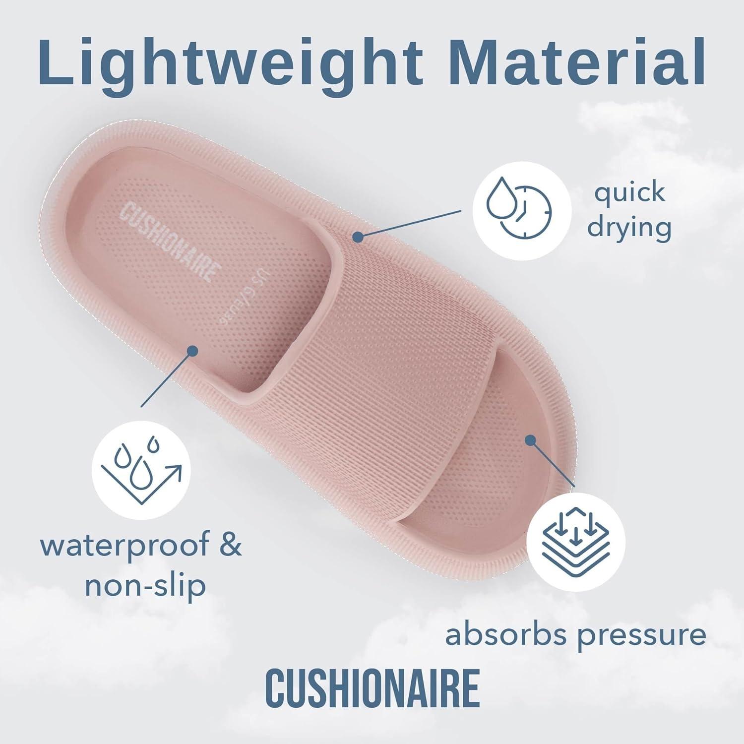 imageCUSHIONAIRE Feather EVA Slides for Women  Comfortable Slip On Womens Slippers Indoor Outdoor Shower Shoes Beach Essential Cloud SlidesPink
