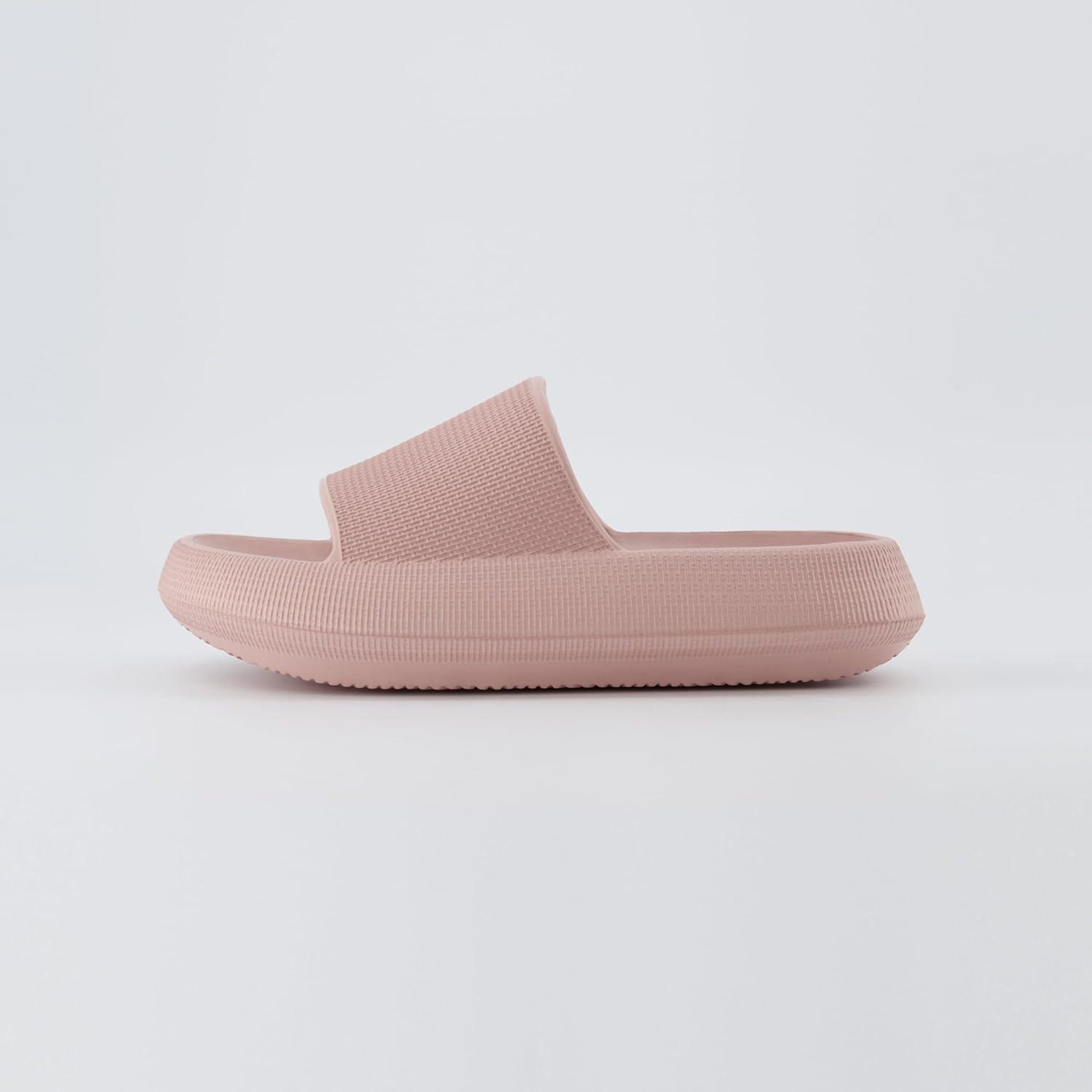 imageCUSHIONAIRE Feather EVA Slides for Women  Comfortable Slip On Womens Slippers Indoor Outdoor Shower Shoes Beach Essential Cloud SlidesPink