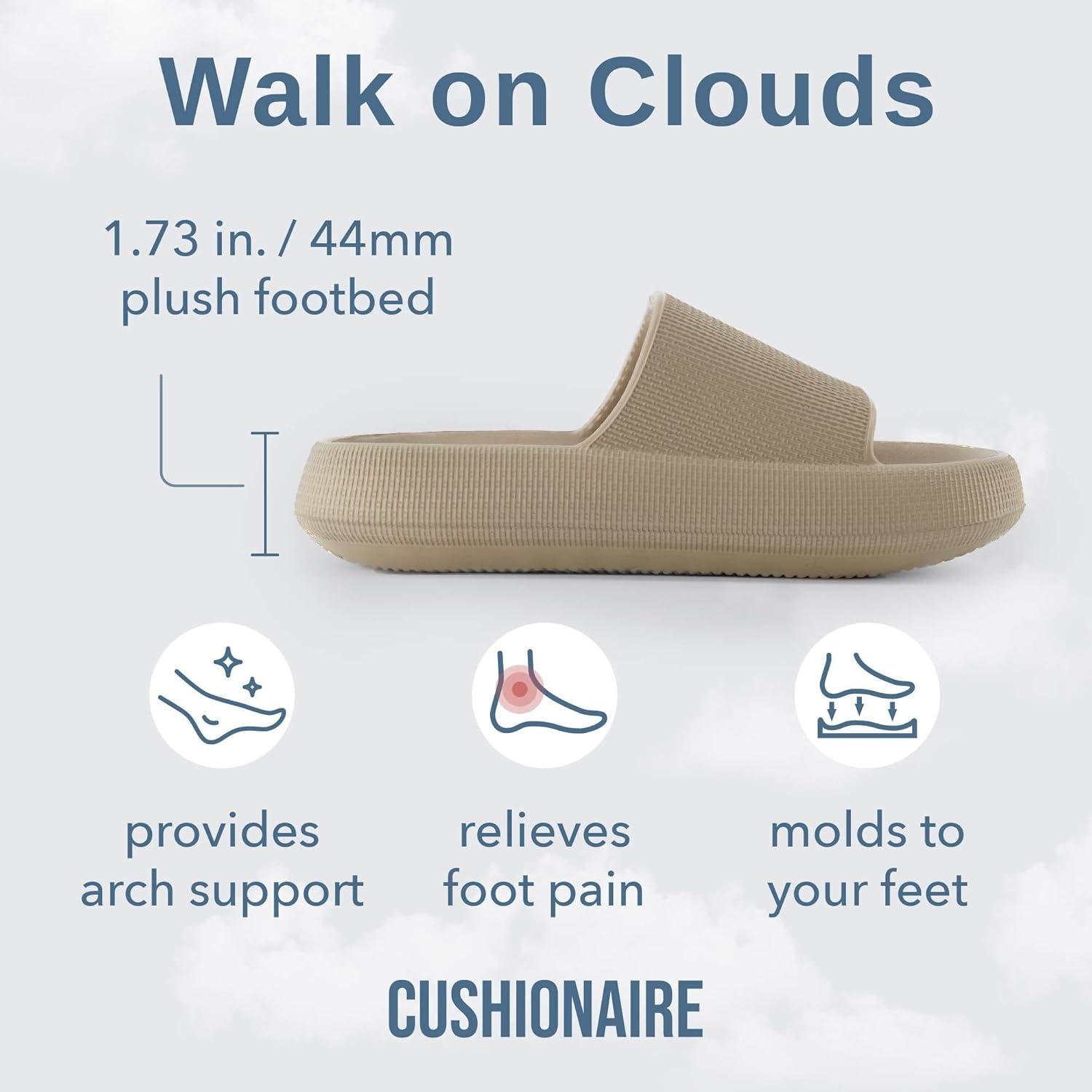 imageCUSHIONAIRE Feather EVA Slides for Women  Comfortable Slip On Womens Slippers Indoor Outdoor Shower Shoes Beach Essential Cloud SlidesPutty