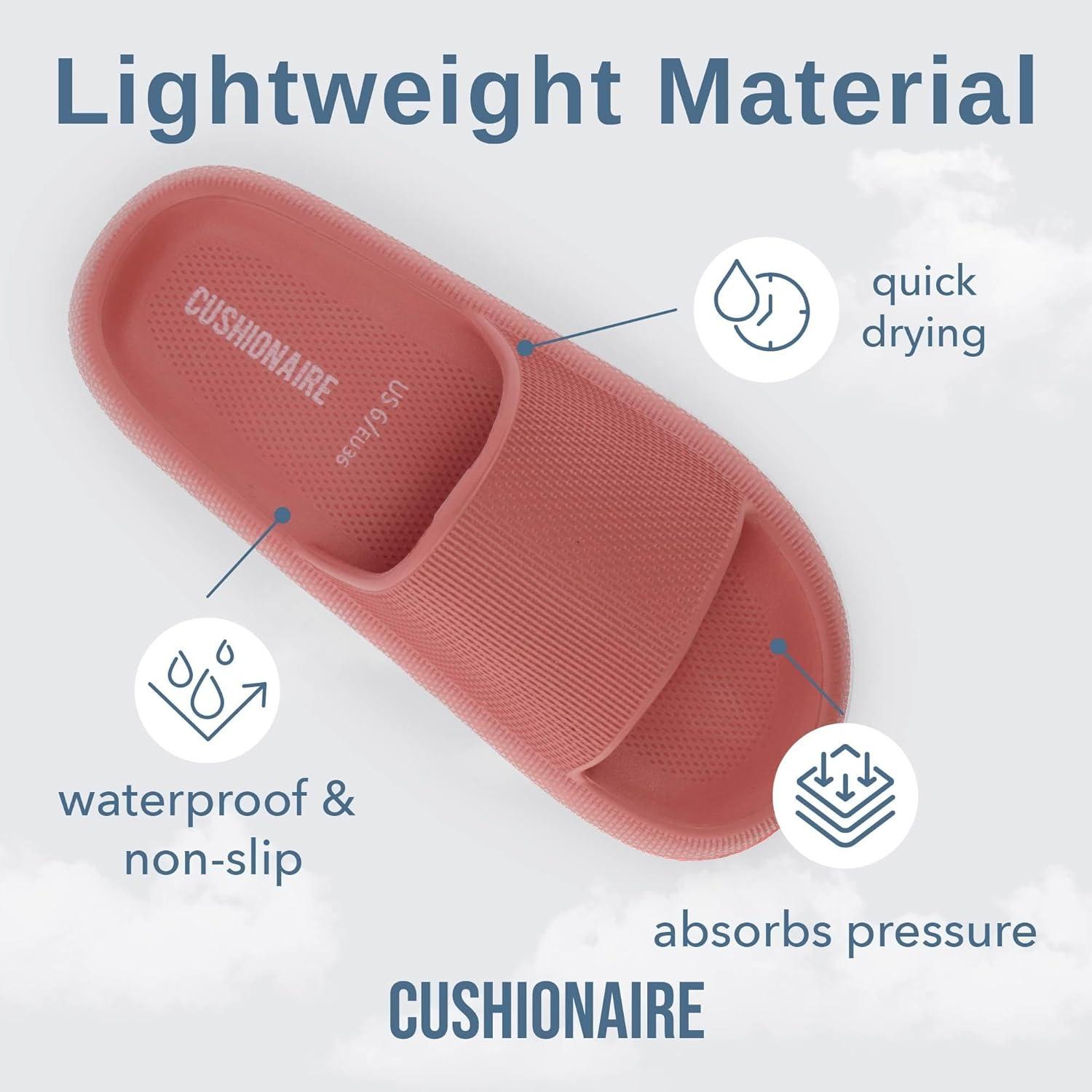 imageCUSHIONAIRE Feather EVA Slides for Women  Comfortable Slip On Womens Slippers Indoor Outdoor Shower Shoes Beach Essential Cloud SlidesSalmon