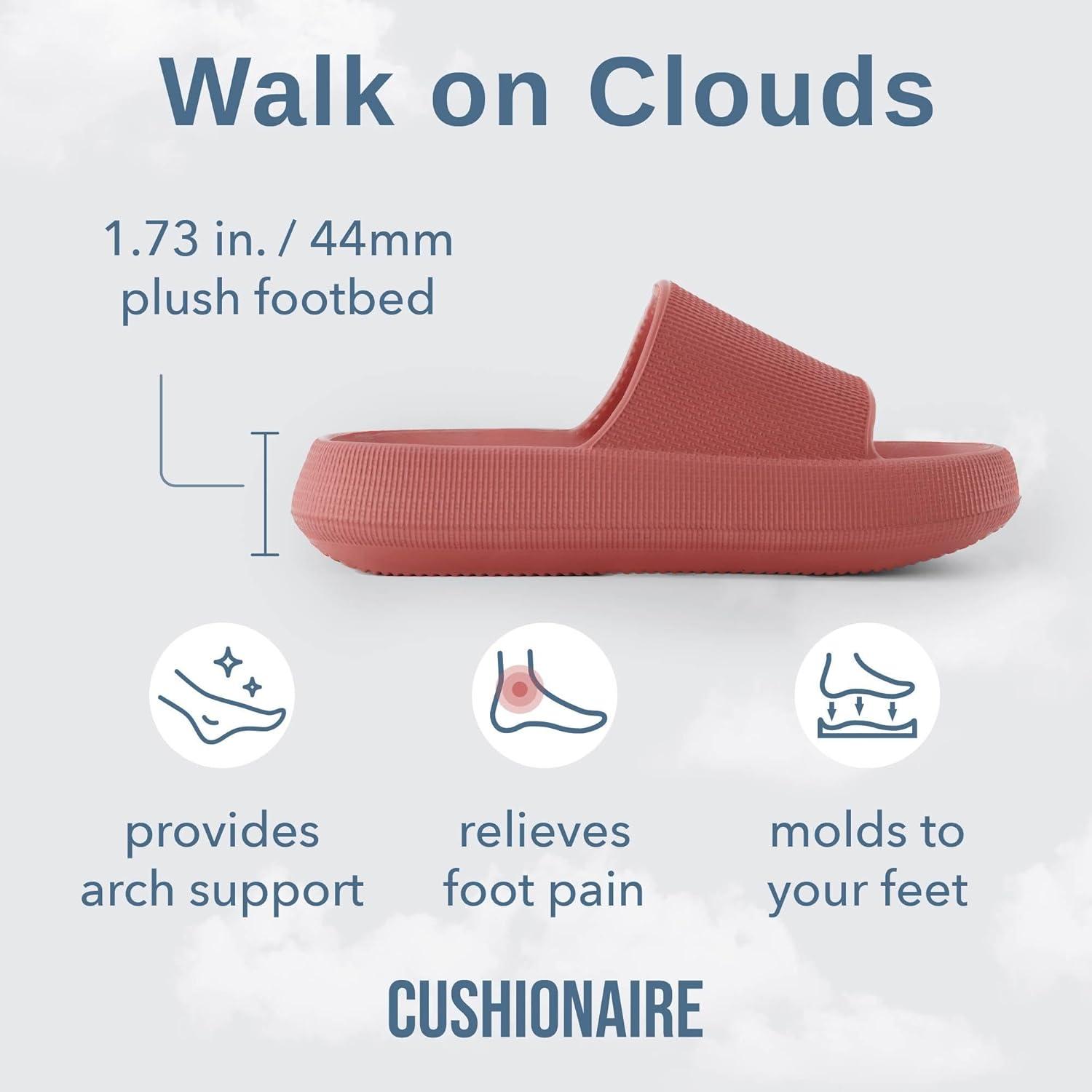 imageCUSHIONAIRE Feather EVA Slides for Women  Comfortable Slip On Womens Slippers Indoor Outdoor Shower Shoes Beach Essential Cloud SlidesSalmon