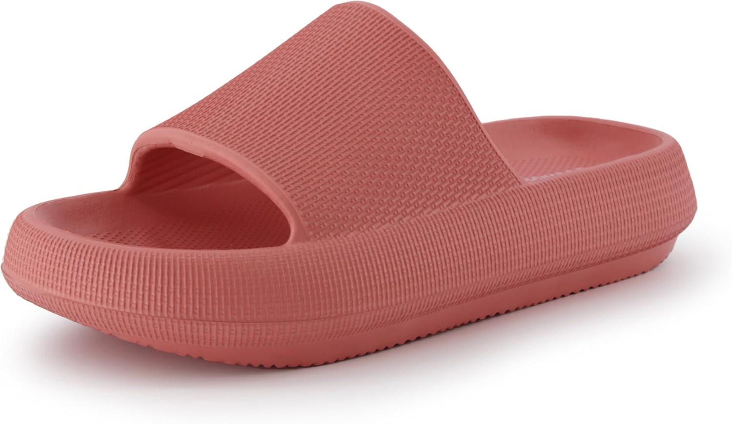 imageCUSHIONAIRE Feather EVA Slides for Women  Comfortable Slip On Womens Slippers Indoor Outdoor Shower Shoes Beach Essential Cloud SlidesSalmon