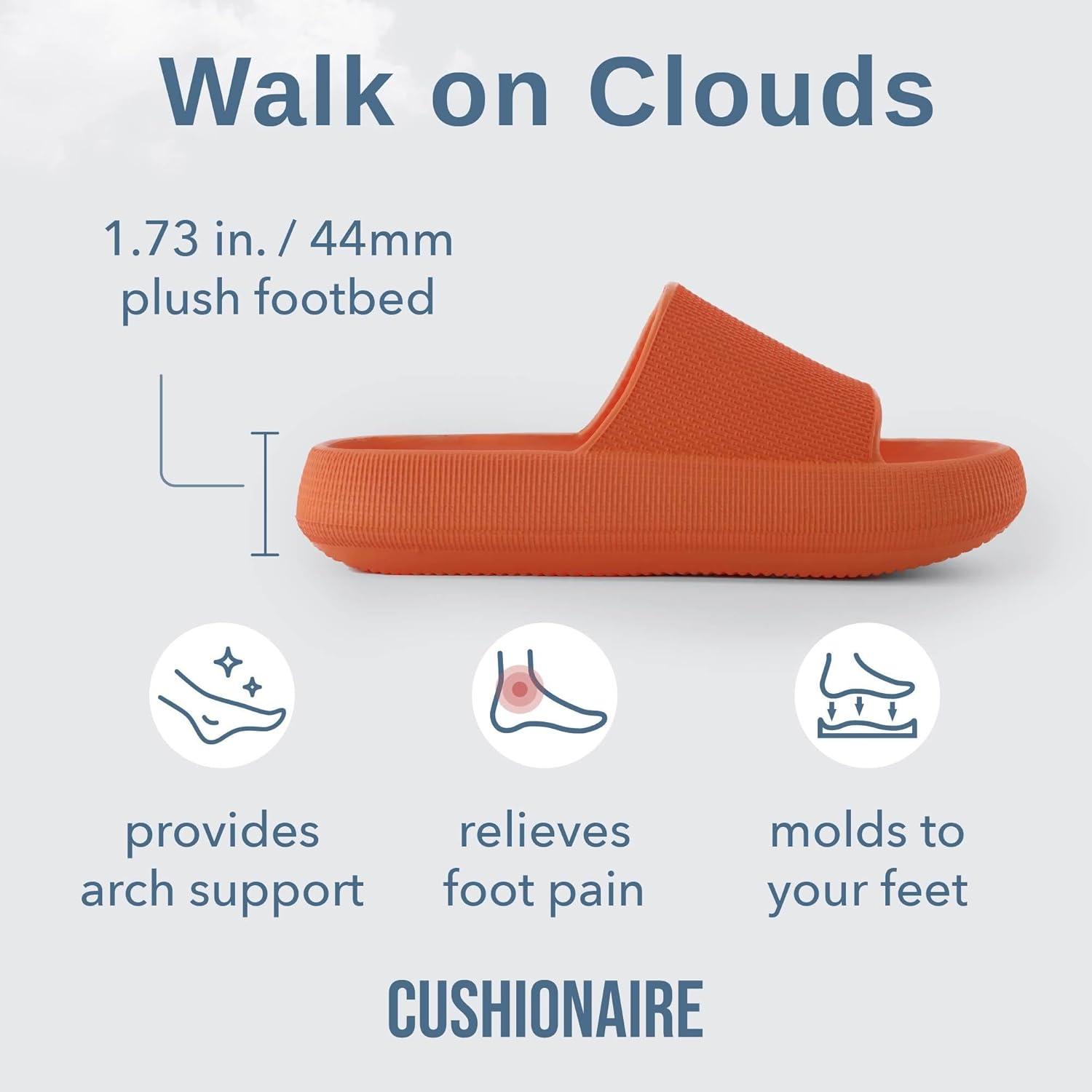 imageCUSHIONAIRE Feather EVA Slides for Women  Comfortable Slip On Womens Slippers Indoor Outdoor Shower Shoes Beach Essential Cloud SlidesTangerine