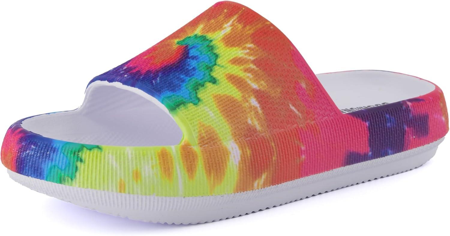imageCUSHIONAIRE Feather EVA Slides for Women  Comfortable Slip On Womens Slippers Indoor Outdoor Shower Shoes Beach Essential Cloud SlidesTie Dye