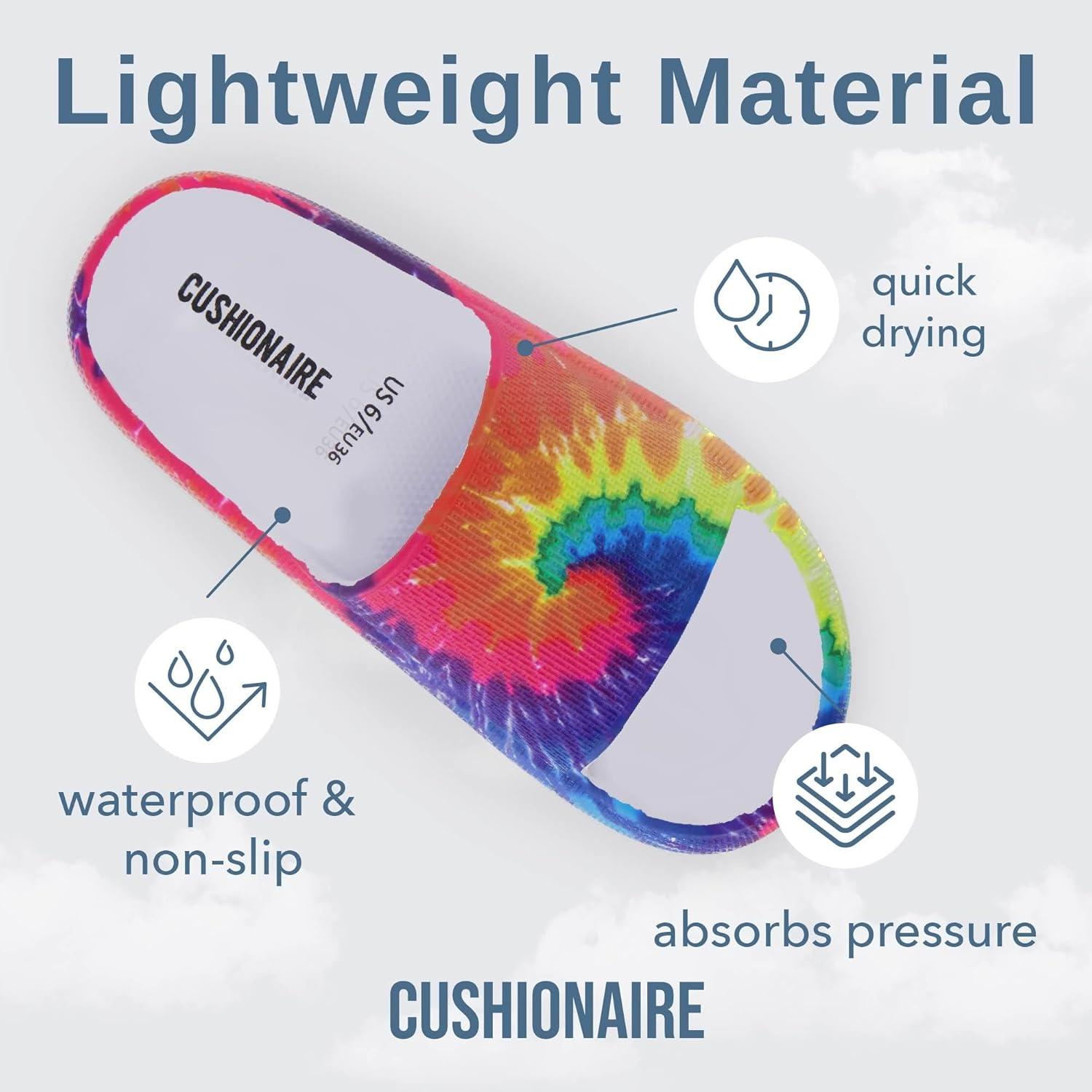 imageCUSHIONAIRE Feather EVA Slides for Women  Comfortable Slip On Womens Slippers Indoor Outdoor Shower Shoes Beach Essential Cloud SlidesTie Dye