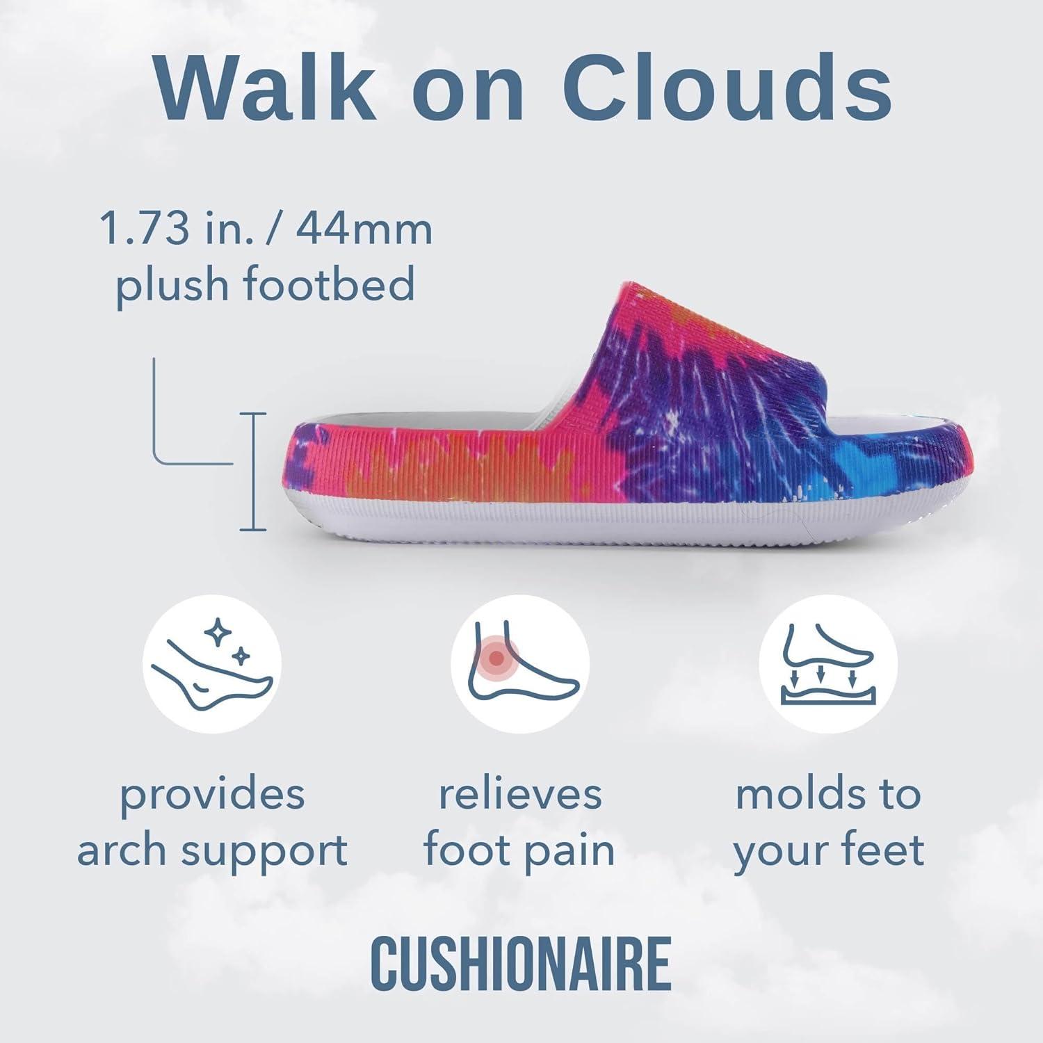 imageCUSHIONAIRE Feather EVA Slides for Women  Comfortable Slip On Womens Slippers Indoor Outdoor Shower Shoes Beach Essential Cloud SlidesTie Dye