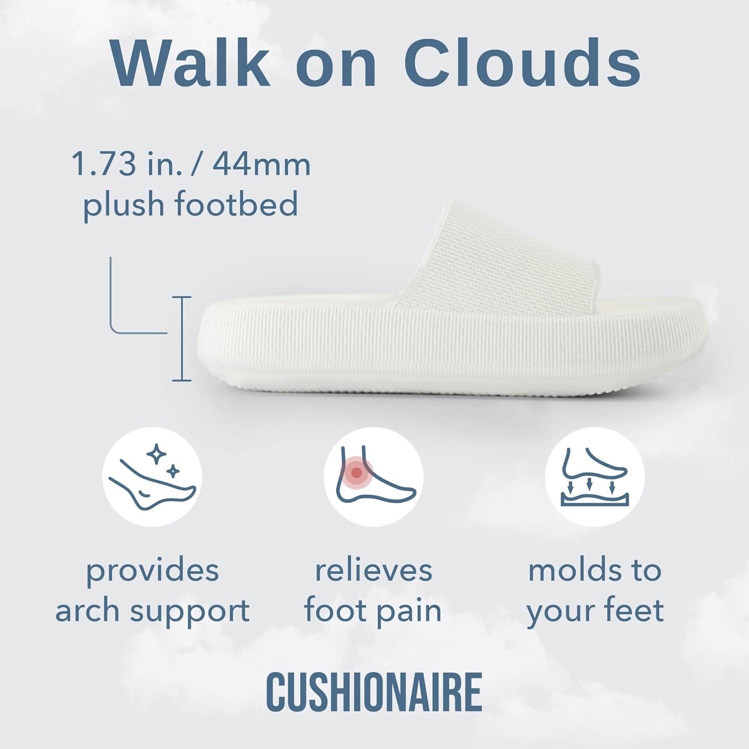 imageCUSHIONAIRE Feather EVA Slides for Women  Comfortable Slip On Womens Slippers Indoor Outdoor Shower Shoes Beach Essential Cloud SlidesVanilla