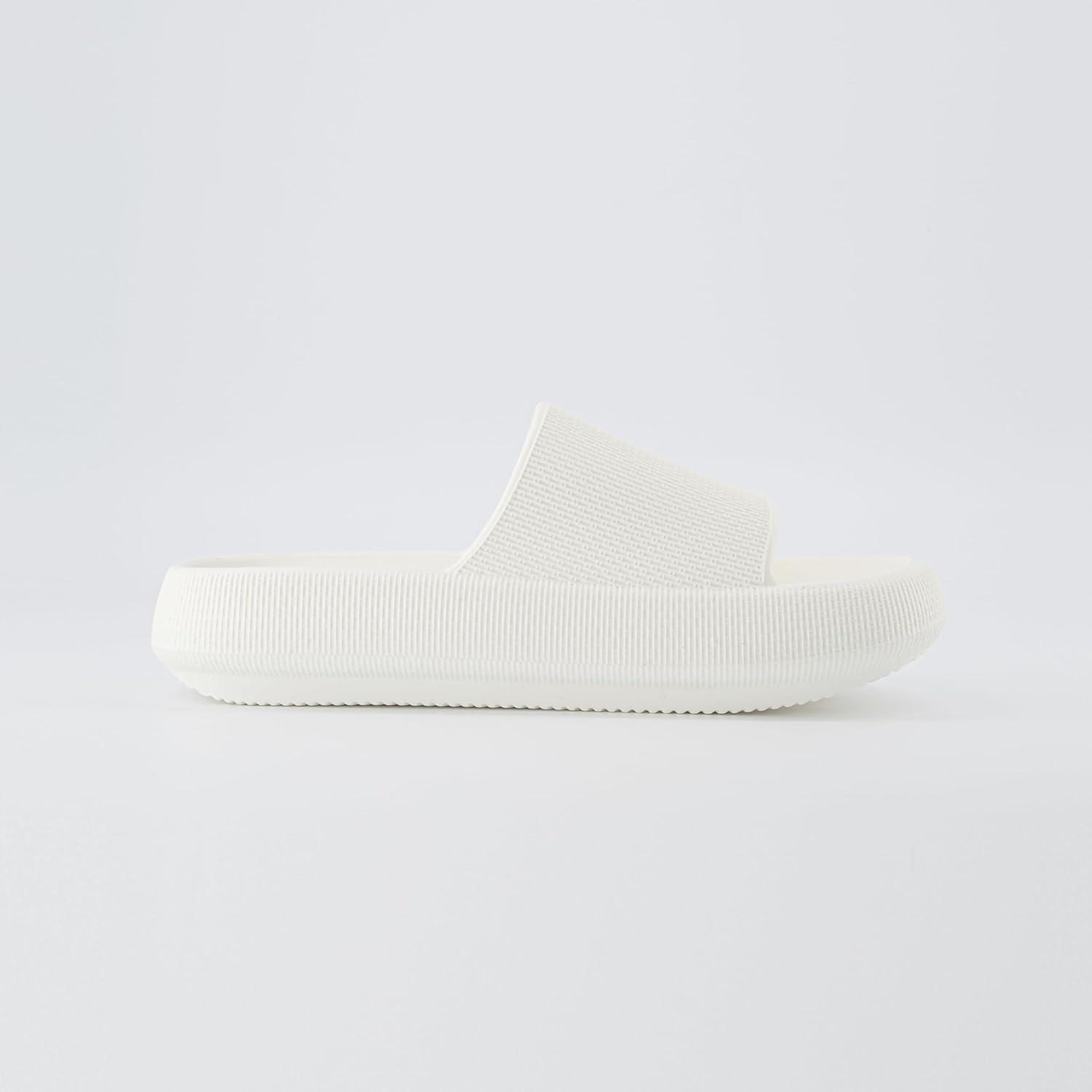 imageCUSHIONAIRE Feather EVA Slides for Women  Comfortable Slip On Womens Slippers Indoor Outdoor Shower Shoes Beach Essential Cloud SlidesVanilla