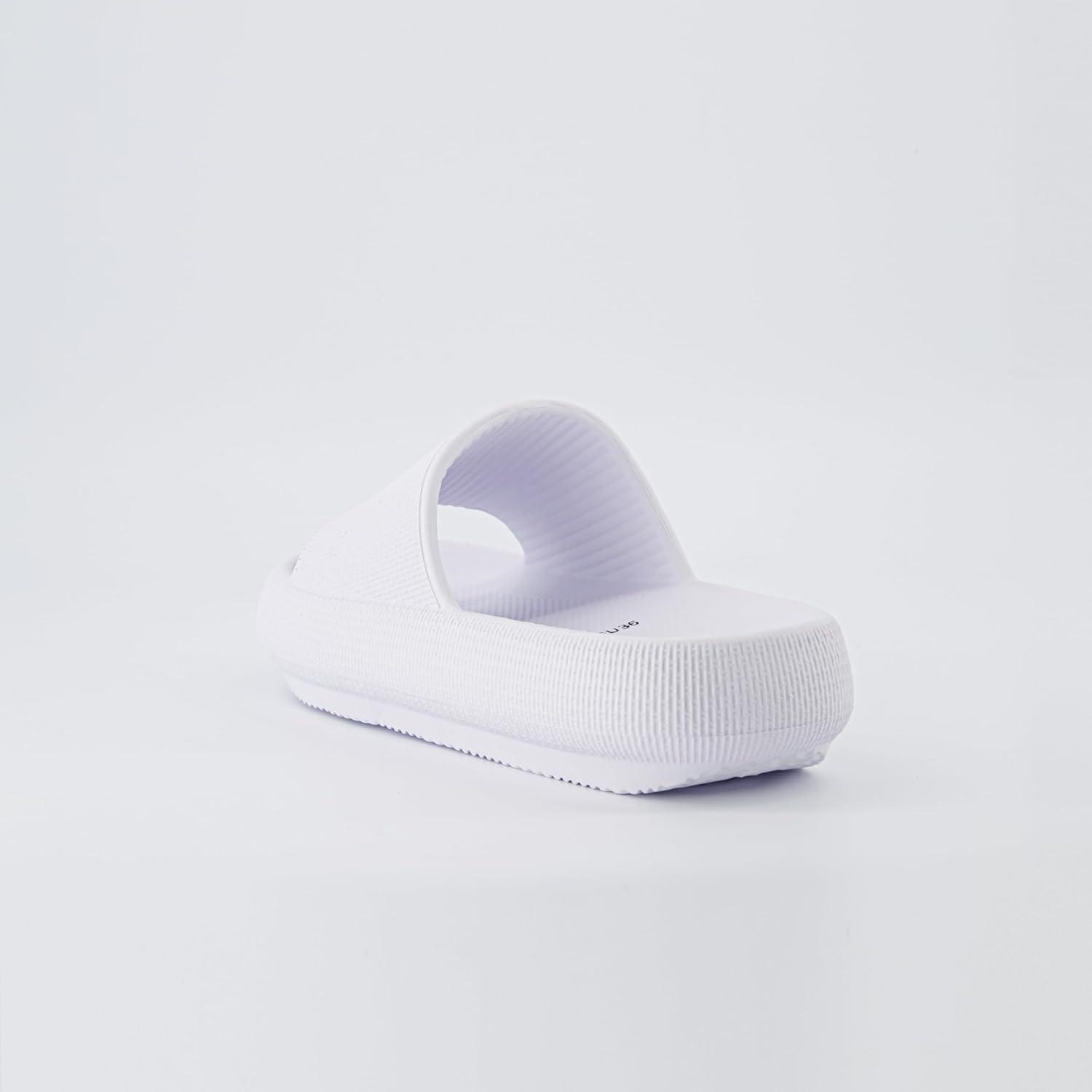 imageCUSHIONAIRE Feather EVA Slides for Women  Comfortable Slip On Womens Slippers Indoor Outdoor Shower Shoes Beach Essential Cloud SlidesWhite