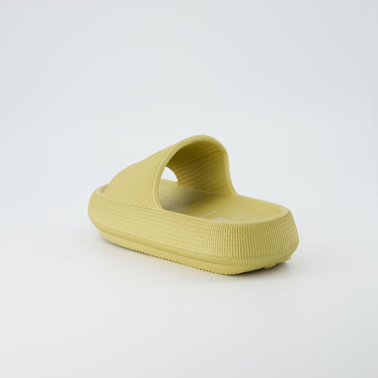 imageCUSHIONAIRE Feather EVA Slides for Women  Comfortable Slip On Womens Slippers Indoor Outdoor Shower Shoes Beach Essential Cloud SlidesYellow