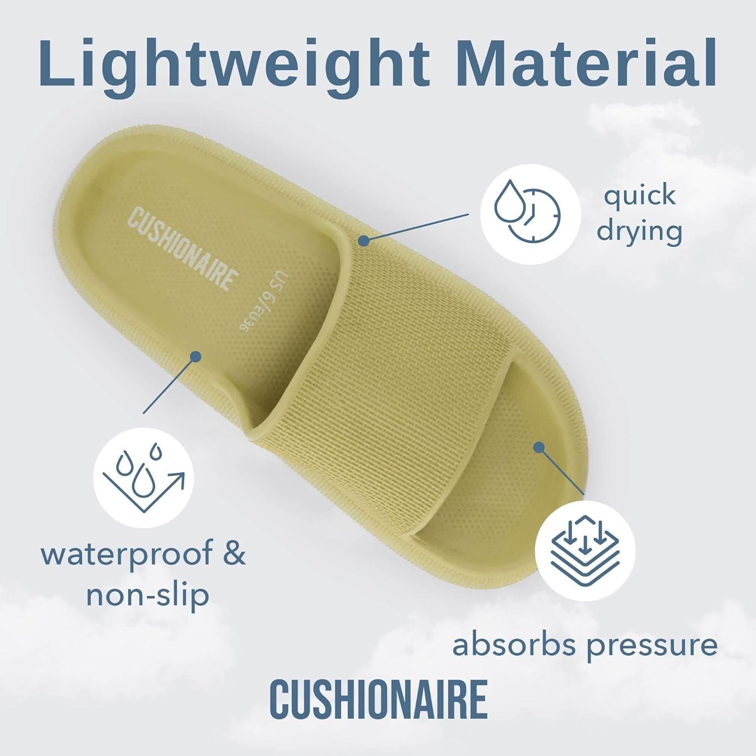 imageCUSHIONAIRE Feather EVA Slides for Women  Comfortable Slip On Womens Slippers Indoor Outdoor Shower Shoes Beach Essential Cloud SlidesYellow