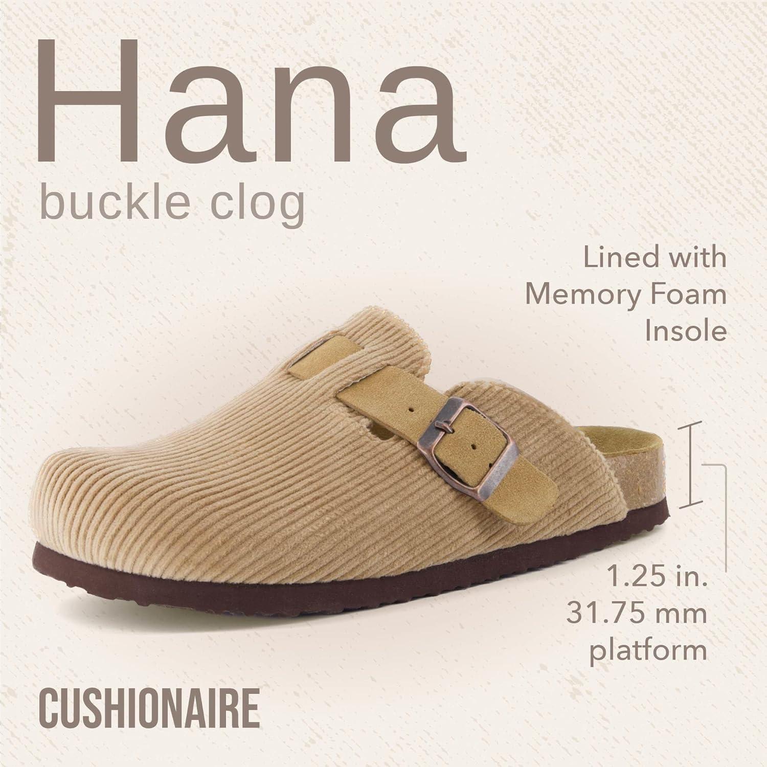 imageCUSHIONAIRE Hana Womens Clogs  Comfortable Vegan Suede Clogs for Women  Slip On Potato Shoes with Cork Footbed ampamp Arch Support  Memory Foam Wide Widths AvailableTaupe Corduroy