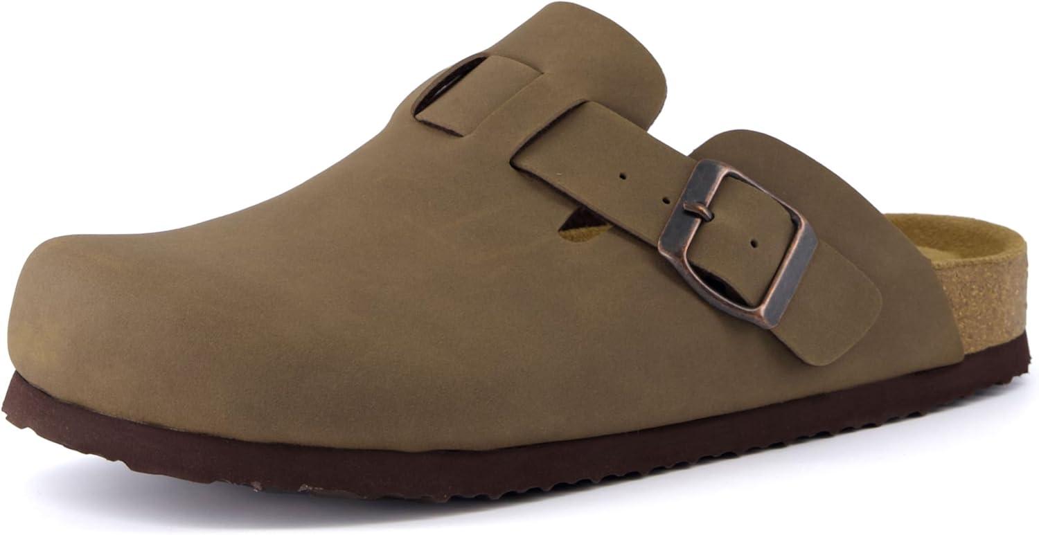 imageCUSHIONAIRE Hana Womens Clogs  Comfortable Vegan Suede Clogs for Women  Slip On Potato Shoes with Cork Footbed ampamp Arch Support  Memory Foam Wide Widths AvailableBrown