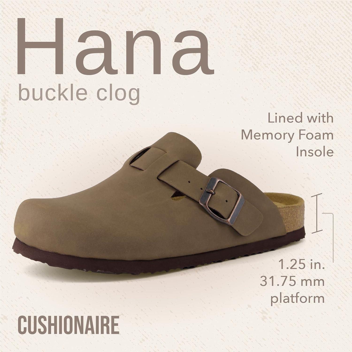 imageCUSHIONAIRE Hana Womens Clogs  Comfortable Vegan Suede Clogs for Women  Slip On Potato Shoes with Cork Footbed ampamp Arch Support  Memory Foam Wide Widths AvailableBrown