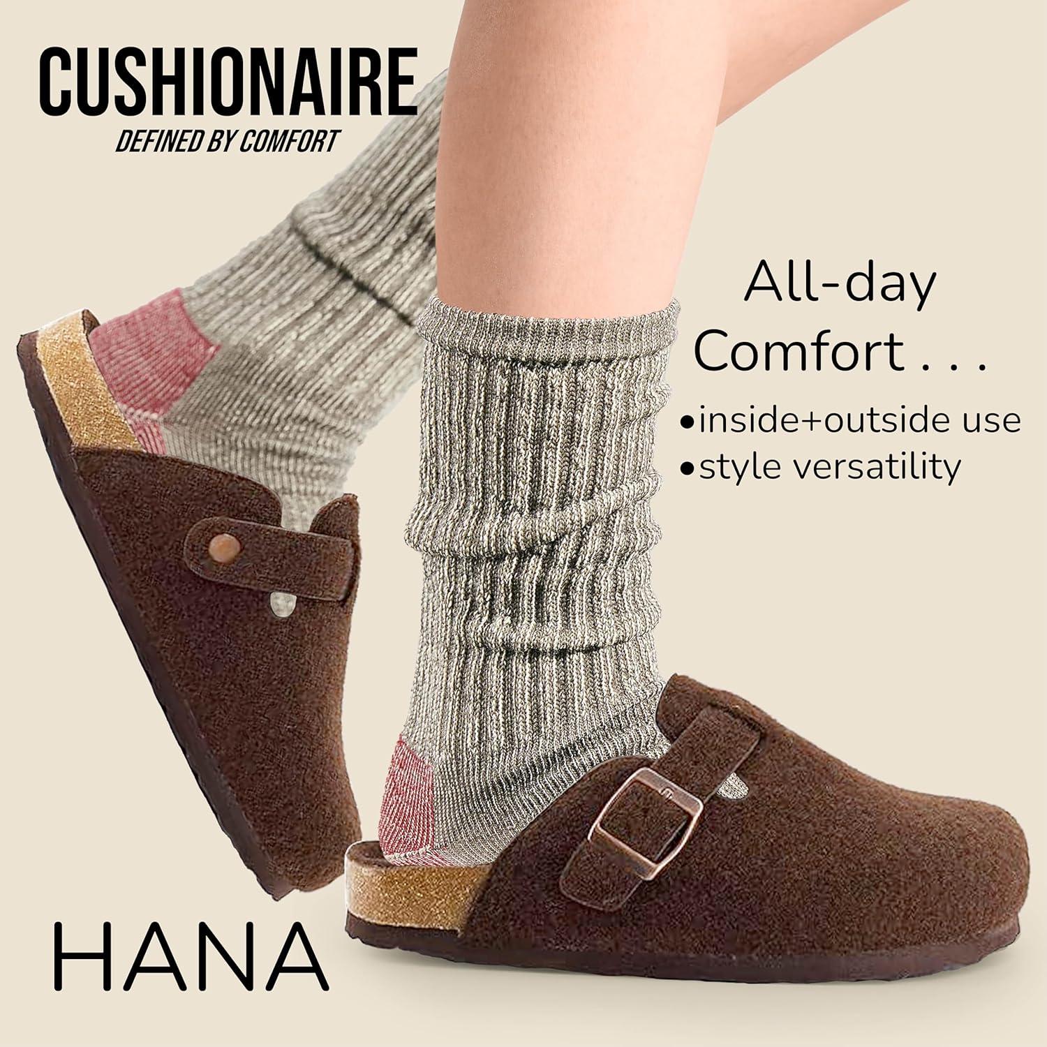imageCUSHIONAIRE Hana Womens Clogs  Comfortable Vegan Suede Clogs for Women  Slip On Potato Shoes with Cork Footbed ampamp Arch Support  Memory Foam Wide Widths AvailableBrown Wool