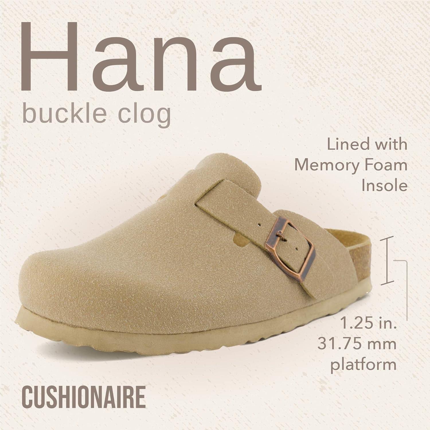 imageCUSHIONAIRE Hana Womens Clogs  Comfortable Vegan Suede Clogs for Women  Slip On Potato Shoes with Cork Footbed ampamp Arch Support  Memory Foam Wide Widths AvailableSand Vegan Suede