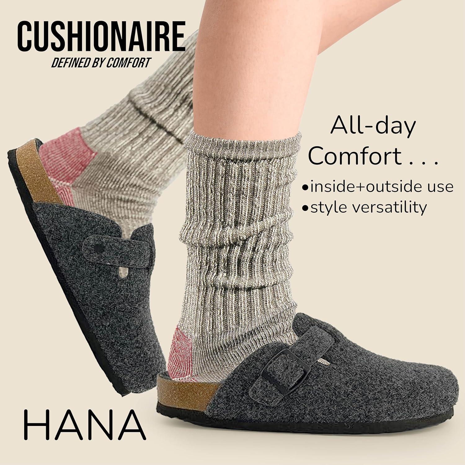 imageCUSHIONAIRE Hana Womens Clogs  Comfortable Vegan Suede Clogs for Women  Slip On Potato Shoes with Cork Footbed ampamp Arch Support  Memory Foam Wide Widths AvailableCharcoal Wool