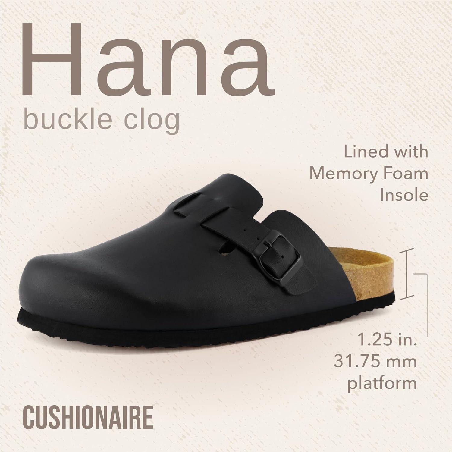 imageCUSHIONAIRE Hana Womens Clogs  Comfortable Vegan Suede Clogs for Women  Slip On Potato Shoes with Cork Footbed ampamp Arch Support  Memory Foam Wide Widths AvailableBlack