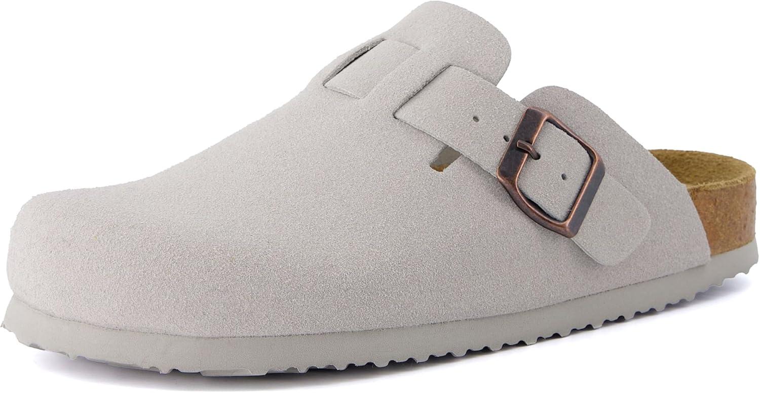 imageCUSHIONAIRE Hana Womens Clogs  Comfortable Vegan Suede Clogs for Women  Slip On Potato Shoes with Cork Footbed ampamp Arch Support  Memory Foam Wide Widths AvailableIvory Vegan Suede