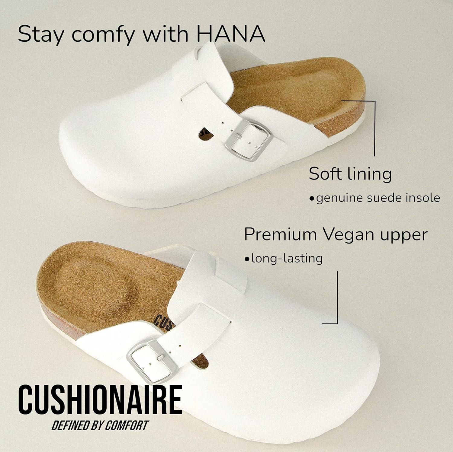 imageCUSHIONAIRE Hana Womens Clogs  Comfortable Vegan Suede Clogs for Women  Slip On Potato Shoes with Cork Footbed ampamp Arch Support  Memory Foam Wide Widths AvailableWhite