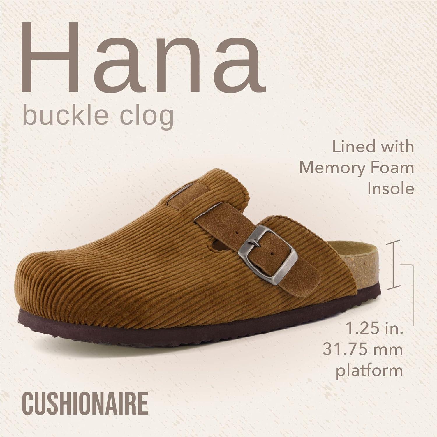 imageCUSHIONAIRE Hana Womens Clogs  Comfortable Vegan Suede Clogs for Women  Slip On Potato Shoes with Cork Footbed ampamp Arch Support  Memory Foam Wide Widths AvailableTan Corduroy