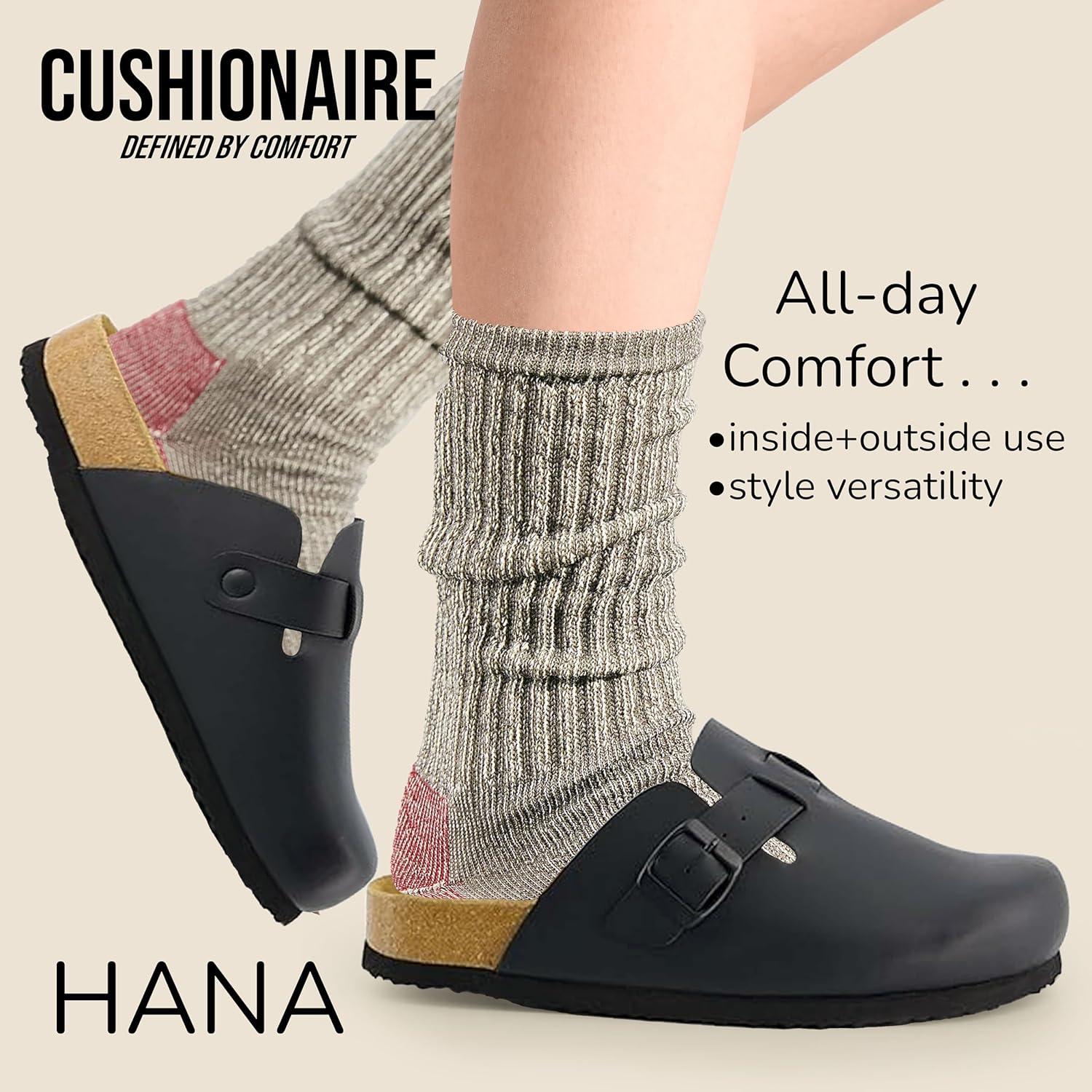 imageCUSHIONAIRE Hana Womens Clogs  Comfortable Vegan Suede Clogs for Women  Slip On Potato Shoes with Cork Footbed ampamp Arch Support  Memory Foam Wide Widths AvailableBlack