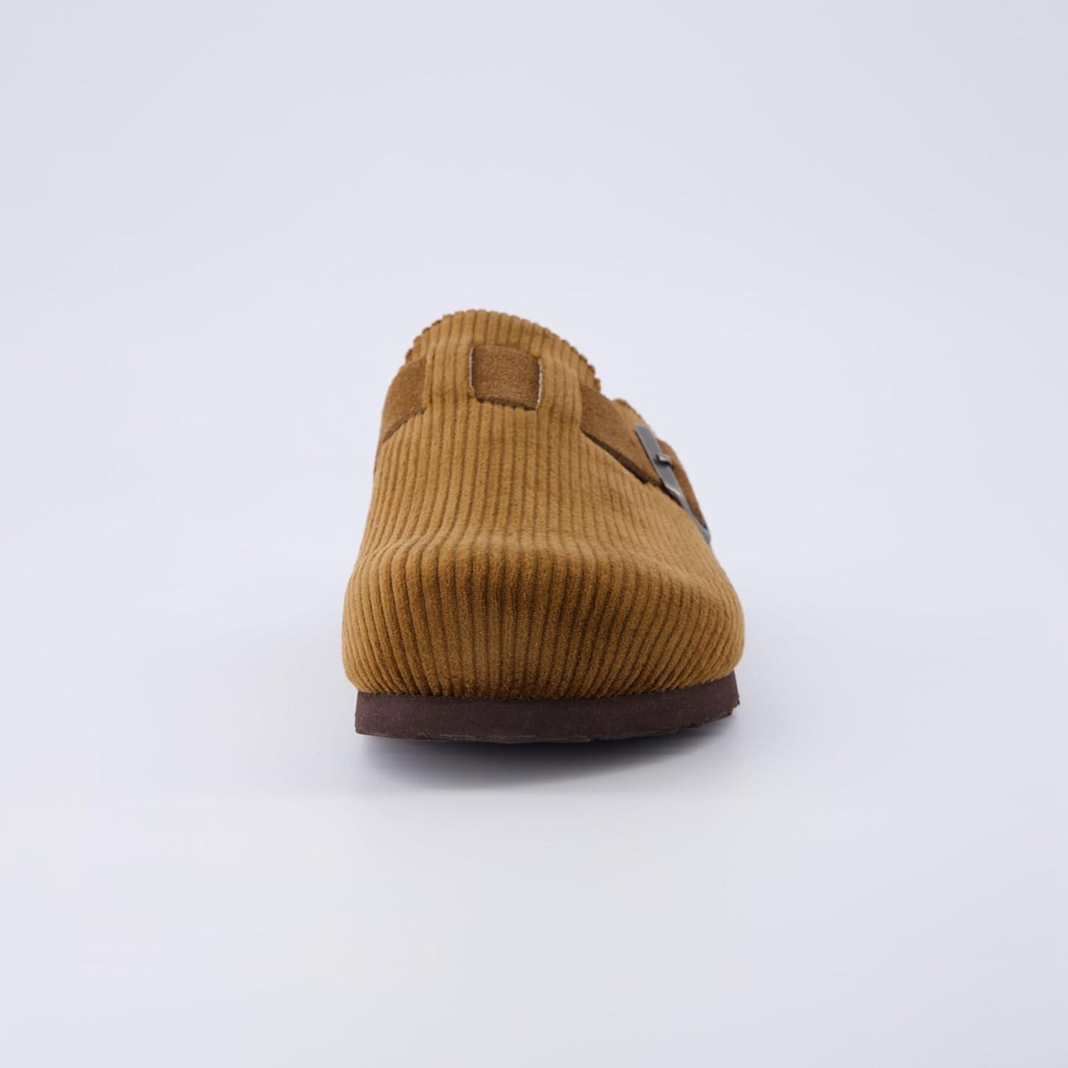 imageCUSHIONAIRE Hana Womens Clogs  Comfortable Vegan Suede Clogs for Women  Slip On Potato Shoes with Cork Footbed ampamp Arch Support  Memory Foam Wide Widths AvailableTan Corduroy