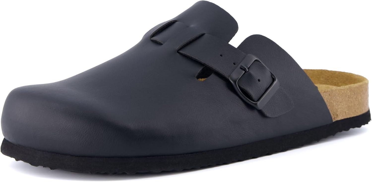 imageCUSHIONAIRE Hana Womens Clogs  Comfortable Vegan Suede Clogs for Women  Slip On Potato Shoes with Cork Footbed ampamp Arch Support  Memory Foam Wide Widths AvailableBlack