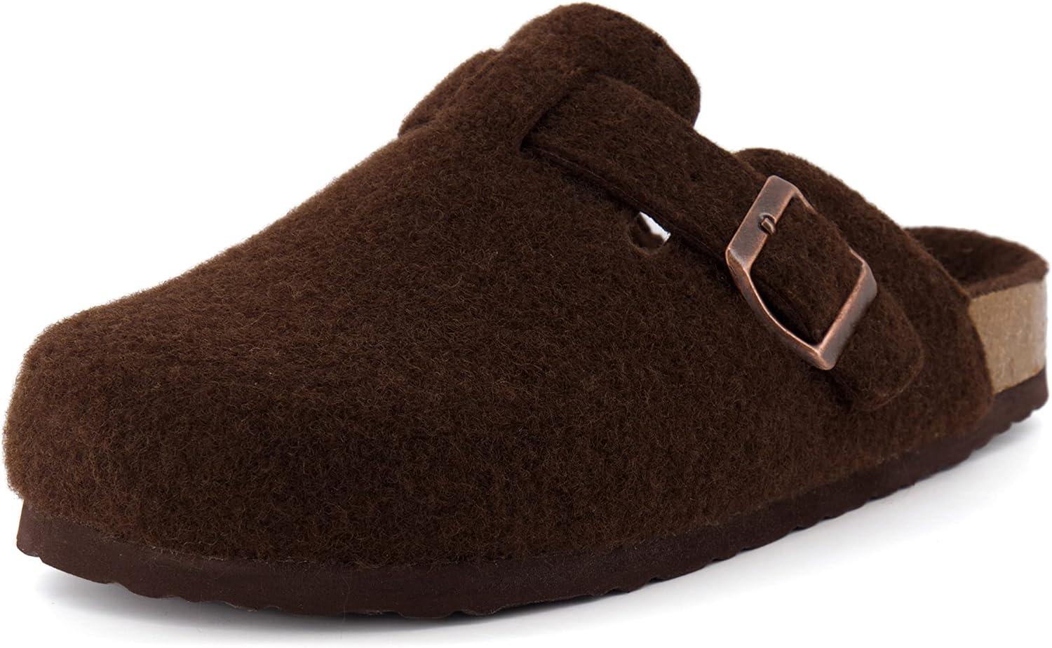 imageCUSHIONAIRE Hana Womens Clogs  Comfortable Vegan Suede Clogs for Women  Slip On Potato Shoes with Cork Footbed ampamp Arch Support  Memory Foam Wide Widths AvailableBrown Wool