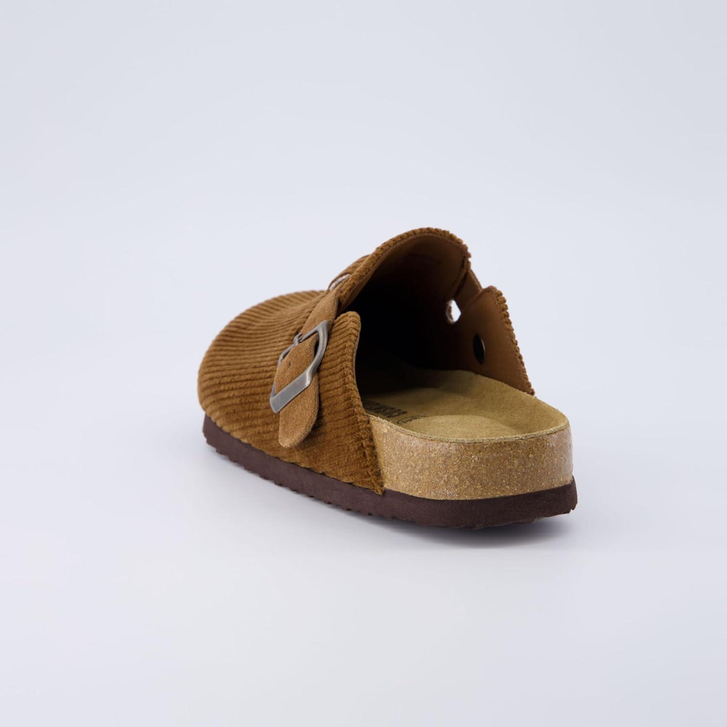 imageCUSHIONAIRE Hana Womens Clogs  Comfortable Vegan Suede Clogs for Women  Slip On Potato Shoes with Cork Footbed ampamp Arch Support  Memory Foam Wide Widths AvailableTan Corduroy