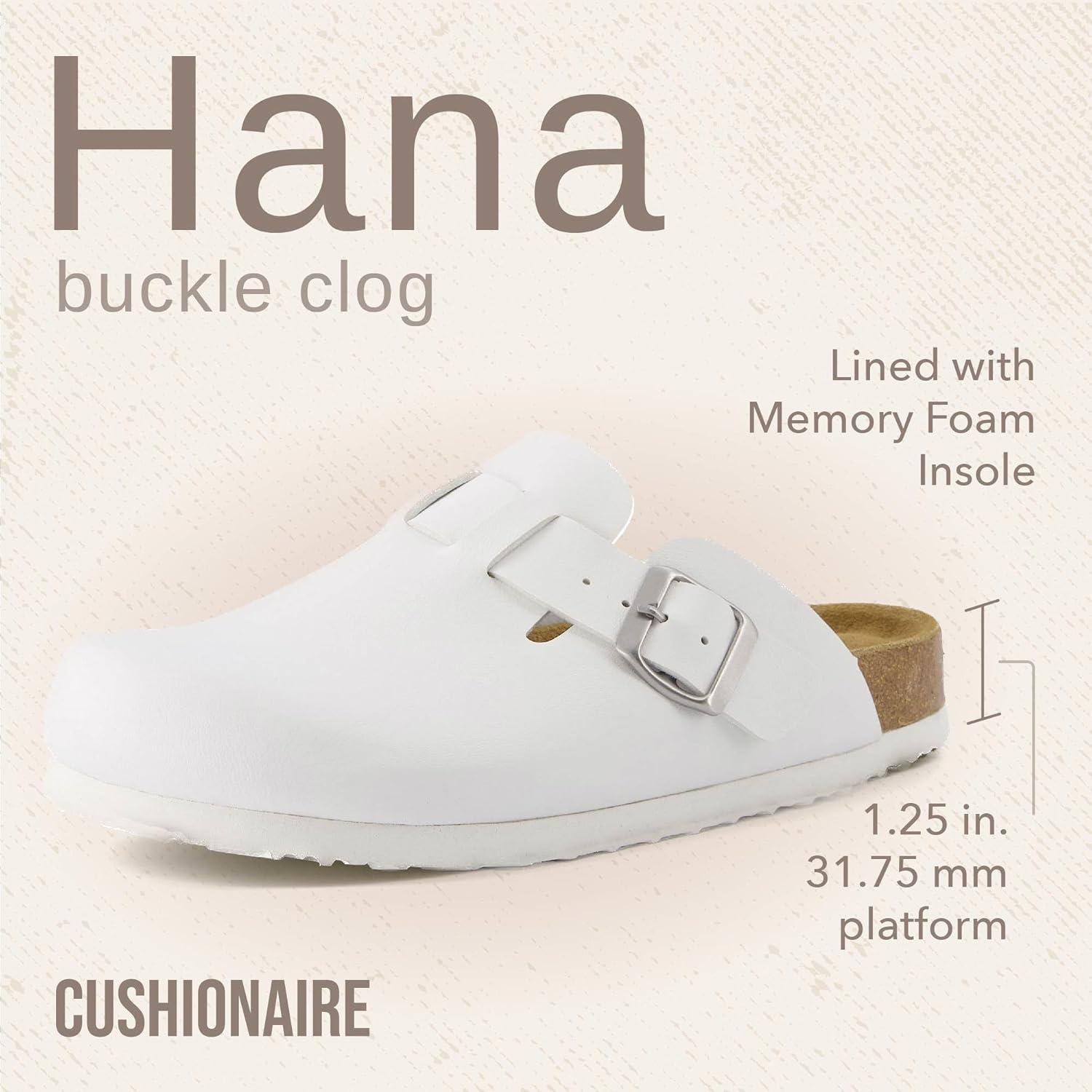 imageCUSHIONAIRE Hana Womens Clogs  Comfortable Vegan Suede Clogs for Women  Slip On Potato Shoes with Cork Footbed ampamp Arch Support  Memory Foam Wide Widths AvailableWhite
