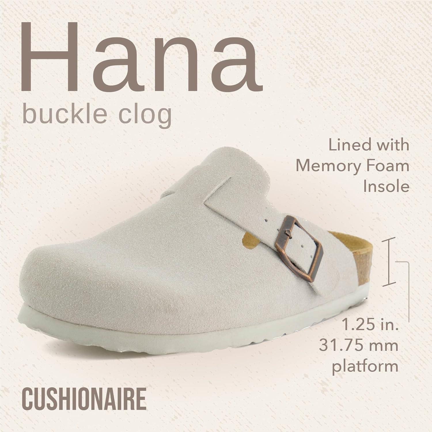 imageCUSHIONAIRE Hana Womens Clogs  Comfortable Vegan Suede Clogs for Women  Slip On Potato Shoes with Cork Footbed ampamp Arch Support  Memory Foam Wide Widths AvailableIvory Vegan Suede