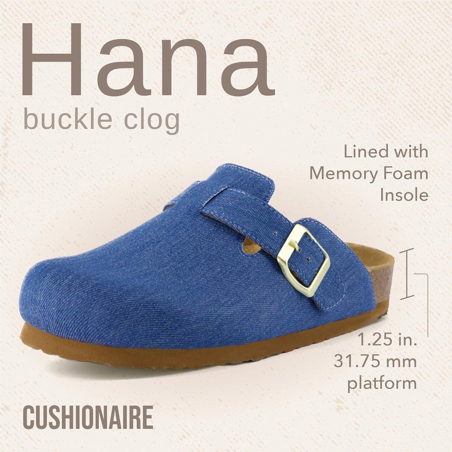 imageCUSHIONAIRE Hana Womens Clogs  Comfortable Vegan Suede Clogs for Women  Slip On Potato Shoes with Cork Footbed ampamp Arch Support  Memory Foam Wide Widths AvailableLight Denim