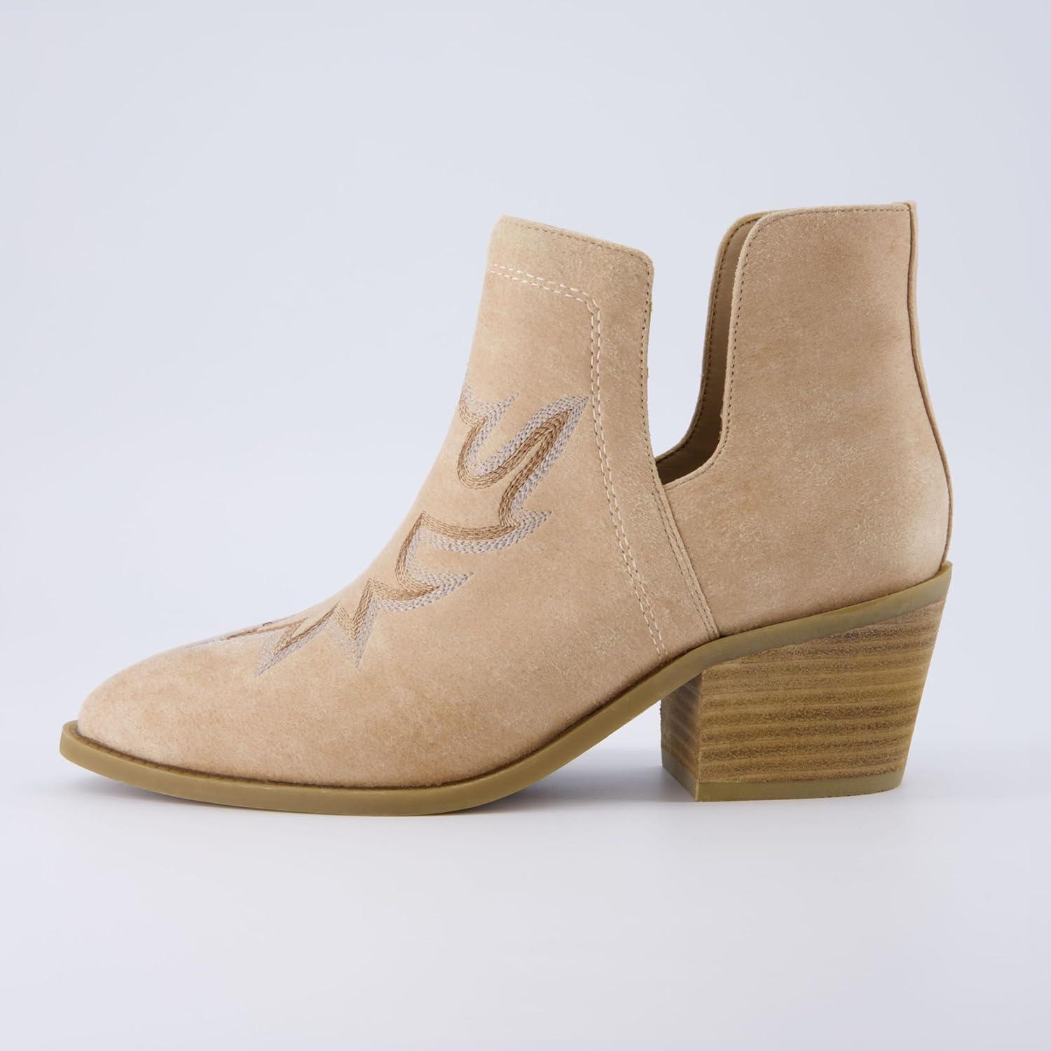 imageCUSHIONAIRE Womens Rustler Western bootie Memory Foam Wide Widths AvailableBeige