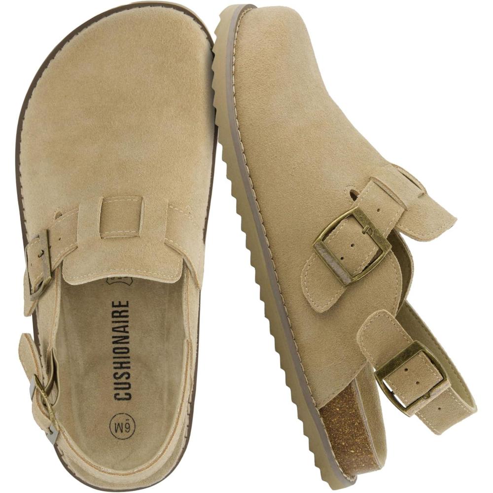 imageCUSHIONAIRE Brooklyn Suede Womens Slides Comfortable Clog Mules with Adjustable Buckles  Summer Shoes for WomenBiscuit Suede