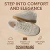 imageCUSHIONAIRE Belinda Womens Lace Detail Casual Sneakers  Elegant Ribbon LaceUp Shoes with Memory FoamIvory Vegan Suede