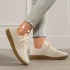 imageCUSHIONAIRE Belinda Womens Lace Detail Casual Sneakers  Elegant Ribbon LaceUp Shoes with Memory FoamIvory Vegan Suede