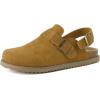 imageCUSHIONAIRE Brooklyn Suede Womens Slides Comfortable Clog Mules with Adjustable Buckles  Summer Shoes for WomenChestnut Suede