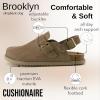 imageCUSHIONAIRE Brooklyn Suede Womens Slides Comfortable Clog Mules with Adjustable Buckles  Summer Shoes for WomenTaupe Suede