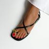 imageCUSHIONAIRE Corfu Flat Sandals for Women  Strappy Design with Toe Loop and Adjustable Ankle Strap  Lightweight Summer Dress SandalBlack