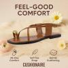 imageCUSHIONAIRE Corfu Flat Sandals for Women  Strappy Design with Toe Loop and Adjustable Ankle Strap  Lightweight Summer Dress SandalCognac