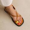 imageCUSHIONAIRE Corfu Flat Sandals for Women  Strappy Design with Toe Loop and Adjustable Ankle Strap  Lightweight Summer Dress SandalCognac