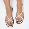 imageCUSHIONAIRE Corfu Flat Sandals for Women  Strappy Design with Toe Loop and Adjustable Ankle Strap  Lightweight Summer Dress SandalWhite