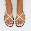 imageCUSHIONAIRE Corfu Flat Sandals for Women  Strappy Design with Toe Loop and Adjustable Ankle Strap  Lightweight Summer Dress SandalWhite