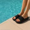 imageCUSHIONAIRE Feather EVA Slides for Women  Comfortable Slip On Womens Slippers Indoor Outdoor Shower Shoes Beach Essential Cloud SlidesBlack