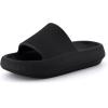 imageCUSHIONAIRE Feather EVA Slides for Women  Comfortable Slip On Womens Slippers Indoor Outdoor Shower Shoes Beach Essential Cloud SlidesBlack