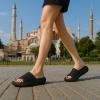 imageCUSHIONAIRE Feather EVA Slides for Women  Comfortable Slip On Womens Slippers Indoor Outdoor Shower Shoes Beach Essential Cloud SlidesBlack
