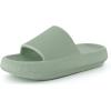 imageCUSHIONAIRE Feather EVA Slides for Women  Comfortable Slip On Womens Slippers Indoor Outdoor Shower Shoes Beach Essential Cloud SlidesGreen