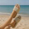 imageCUSHIONAIRE Feather EVA Slides for Women  Comfortable Slip On Womens Slippers Indoor Outdoor Shower Shoes Beach Essential Cloud SlidesKhaki